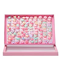 Wodasi 100 Piezas Anillos de Dibujos Animados- Anillos para Niñas Pequeñas- Anillos Niña- Princesa Joyas Anillos de Dedo…